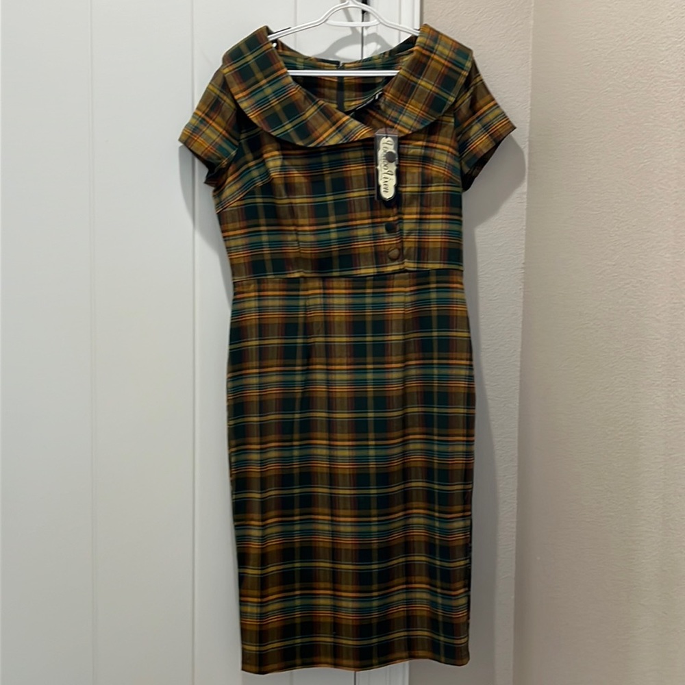 NWT Vintage Style Plaid Wiggle Dress